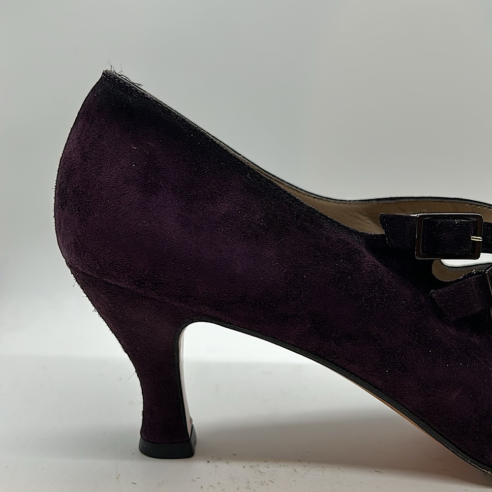 Salvatore Ferragamo Maroon/Dark Purple Suede Pointed Toe Heels Shoes **Sz 9.5** - Picture 6 of 8